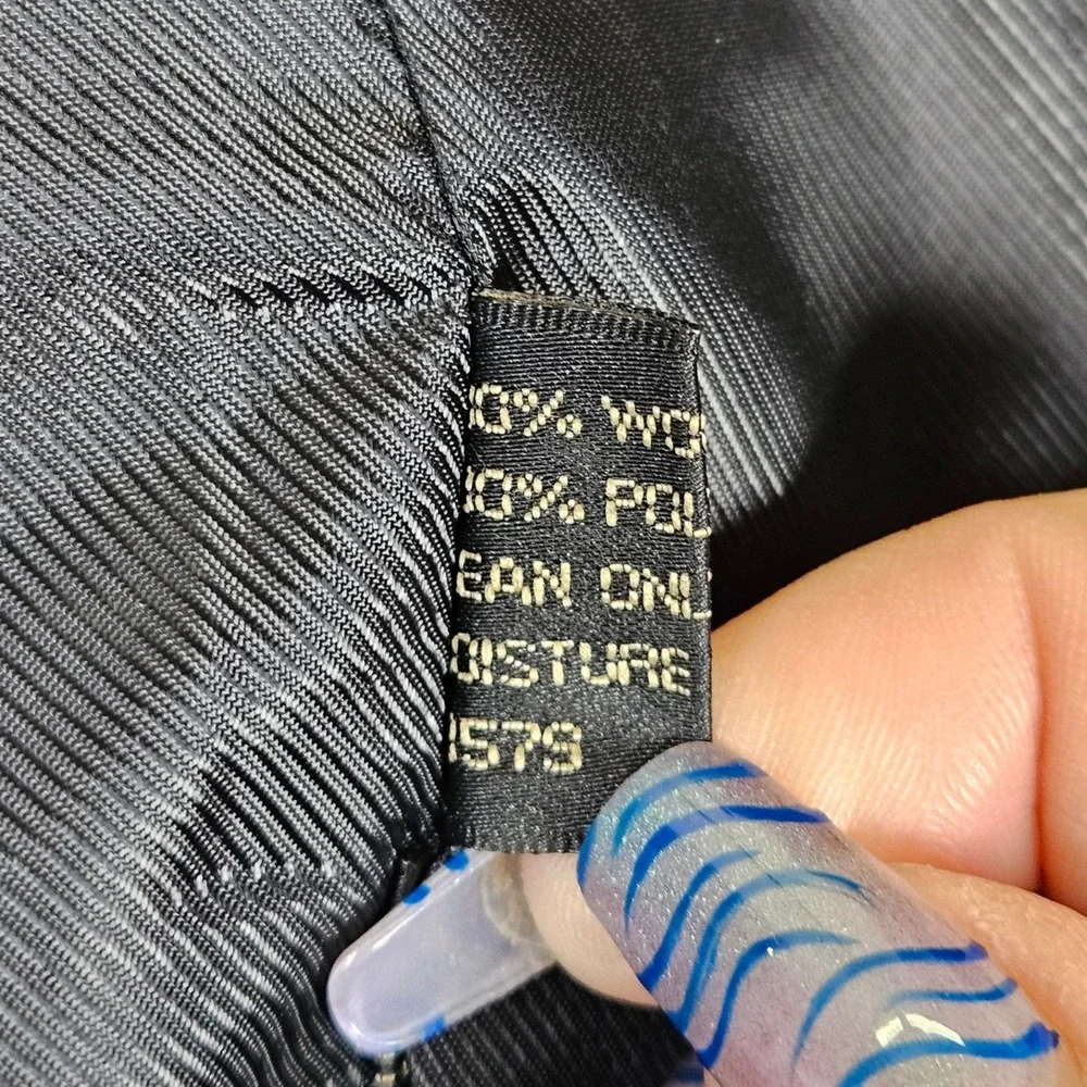 MONTEFINO UOMO Super 120s Merino Wool Blazer Jacket‎ 46L Classic Black Pinstripe